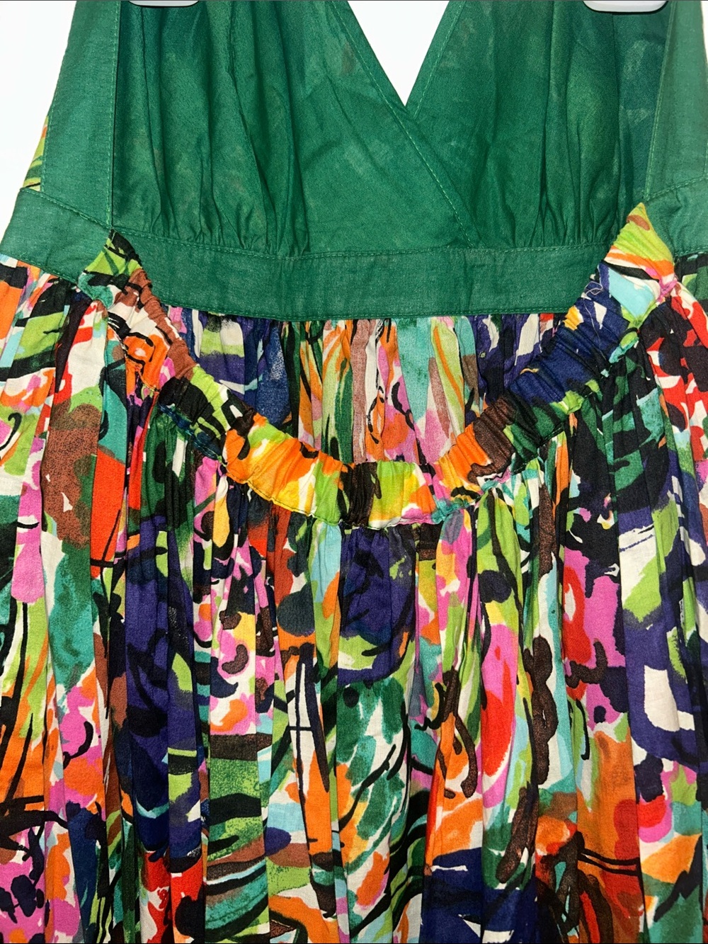 Mods International Green Floral Halter Maxi Dress w/ Ruffled Tiered Skirt - Picture 6 of 8